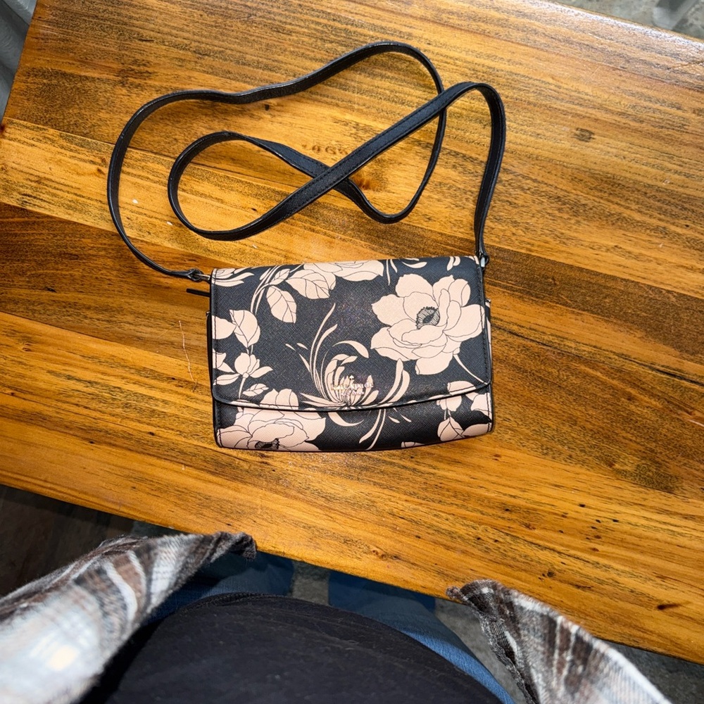 Kate Spade Navy and White Floral Crossbody Bag
